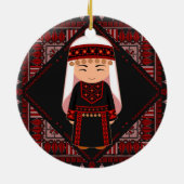 schattig Palestijns meisje Borduurwerk rode tatree Keramisch Ornament (Achterkant)