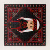 schattig Palestijns meisje Borduurwerk rode tatree Legpuzzel (Horizontaal)