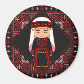 schattig Palestijns meisje Borduurwerk rode tatree Magneet (Voorkant)