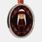 schattig Palestijns meisje Borduurwerk rode tatree Metalen Ornament (Rechts)