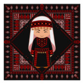 schattig Palestijns meisje Borduurwerk rode tatree Perfect Poster (Voorkant)