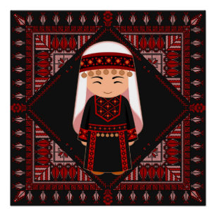 schattig Palestijns meisje Borduurwerk rode tatree Perfect Poster