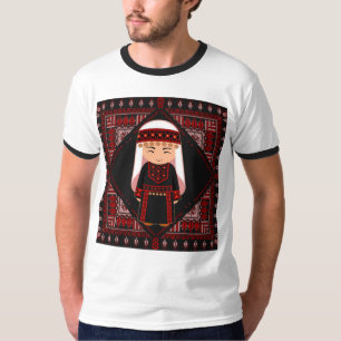 schattig Palestijns meisje Borduurwerk rode tatree T-shirt