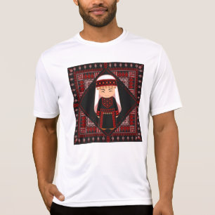 schattig Palestijns meisje Borduurwerk rode tatree T-shirt