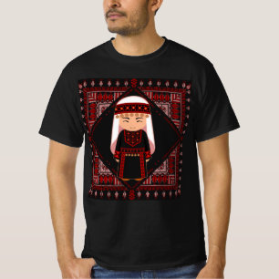 schattig Palestijns meisje Borduurwerk rode tatree T-shirt