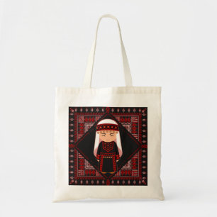 schattig Palestijns meisje Borduurwerk rode tatree Tote Bag