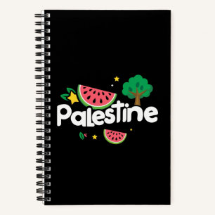 Schattig Palestina woord omringd door watermeloene Notitieboek