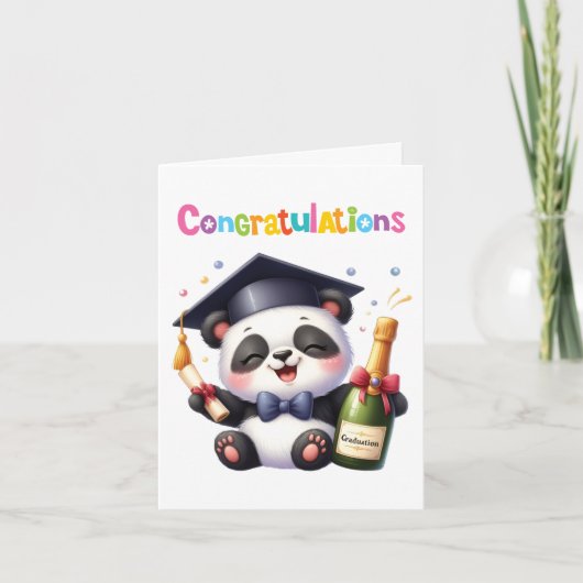 schattig panda Afstuderen gefeliciteerd Kaart (Voorkant)