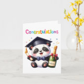 schattig panda Afstuderen gefeliciteerd Kaart (Gele Bloem)