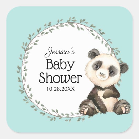Schattig Panda Beer Baby shower Vierkante Sticker (Voorkant)