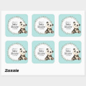 Schattig Panda Beer Baby shower Vierkante Sticker (Vel)