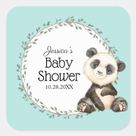 Schattig Panda Beer Baby shower Vierkante Sticker