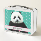 Schattig Panda Beer Blauwgroen Naam Kind Dierdier (Achterkant)