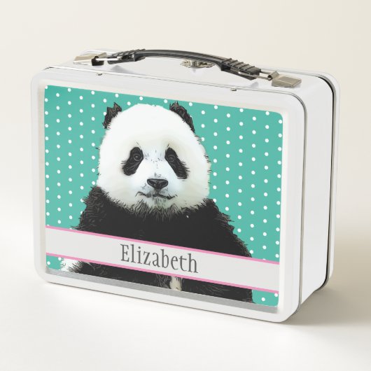 Schattig Panda Beer Blauwgroen Naam Kind Dierdier (Achterkant)