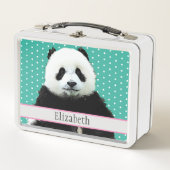 Schattig Panda Beer Blauwgroen Naam Kind Dierdier (Voorkant)