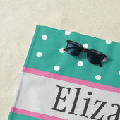 Schattig Panda Beer Blauwgroen Naam Kind Dierdier Strandlaken (In situ)