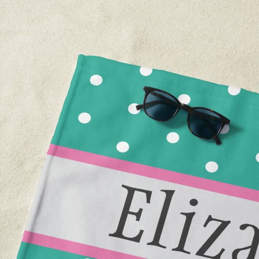 Schattig Panda Beer Blauwgroen Naam Kind Dierdier Strandlaken (In situ)