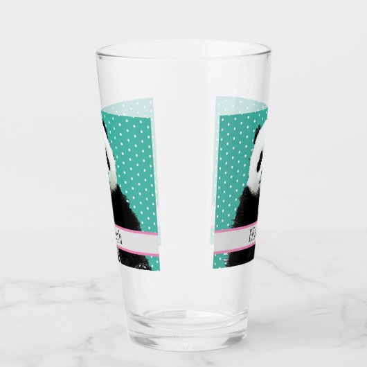 Schattig Panda Beer Blauwgroen naam Kinder Dier Glas (Links)
