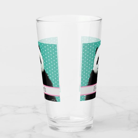 Schattig Panda Beer Blauwgroen naam Kinder Dier Glas (Rechts)