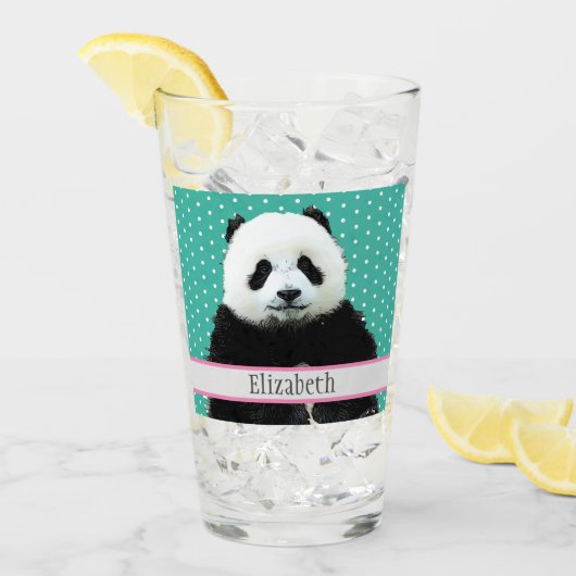 Schattig Panda Beer Blauwgroen naam Kinder Dier Glas (Voorkant ijs)