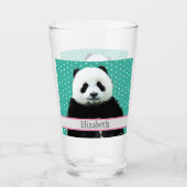 Schattig Panda Beer Blauwgroen naam Kinder Dier Glas (Voorkant)