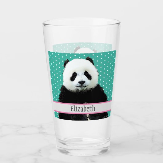 Schattig Panda Beer Blauwgroen naam Kinder Dier Glas (Voorkant)