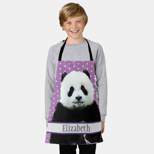 Schattig Panda Beer Blauwgroen naam Kinder Dier Schort (Gedragen)