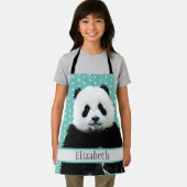 Schattig Panda Beer Blauwgroen naam Kinder Dierpro Schort (Insitu)
