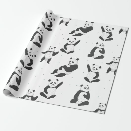Schattig panda-beer cadeaupapier (Uitgerold)