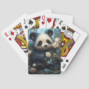 Schattig Panda Beer en Bloemen Pokerkaarten