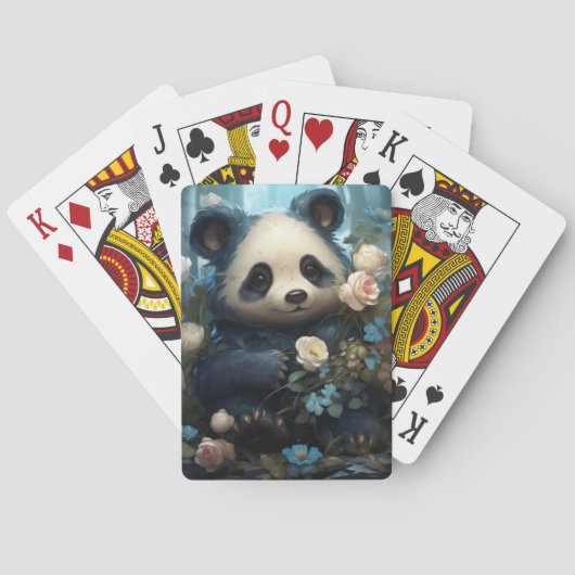 Schattig Panda Beer en Bloemen Pokerkaarten (Achterkant)