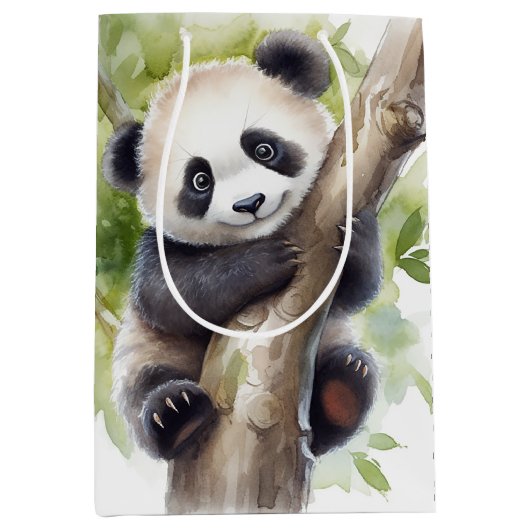 Schattig panda Beer in tree Medium Cadeauzakje (Voorkant)