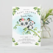 Schattig Panda Beer Meisjes Baby shower Kaart (Staand voorkant)