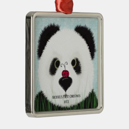 Schattig Panda Beer Metaal Ornament (Rechts)