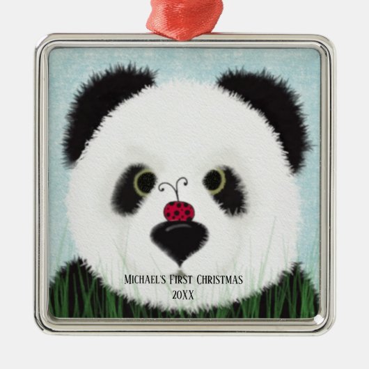 Schattig Panda Beer Metaal Ornament (Voorkant)