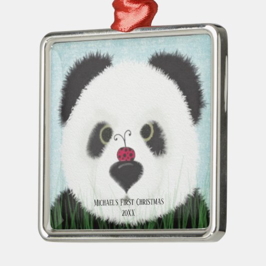 Schattig Panda Beer Metaal Ornament (Links)