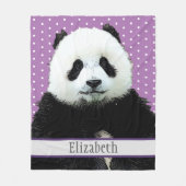 Schattig Panda Beer Paarse naam Kinder Dier Fleece Deken (Voorkant)