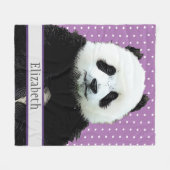 Schattig Panda Beer Paarse naam Kinder Dier Fleece Deken (Voorkant (Horizontaal))