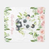 Schattig Panda Beer roze bloemengroen Fleece Deken (Voorkant (Horizontaal))