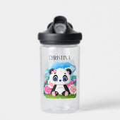 schattig Panda-beer voegt naam kinder toe Waterfles (Voorkant)