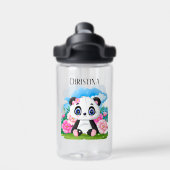 schattig Panda-beer voegt naam kinder toe Waterfles (Achterkant)