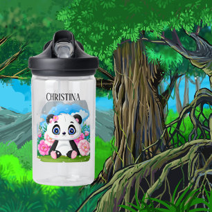 schattig Panda-beer voegt naam kinder toe Waterfles