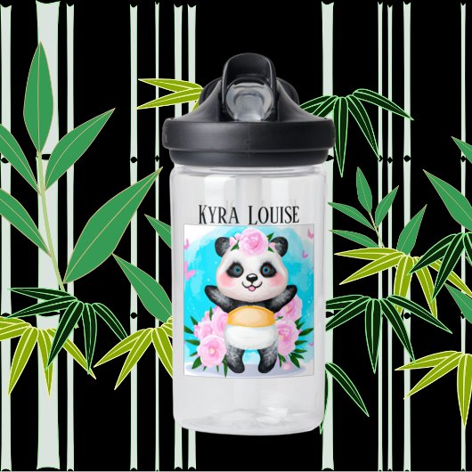 schattig Panda-beer voegt naam kinder toe Waterfles