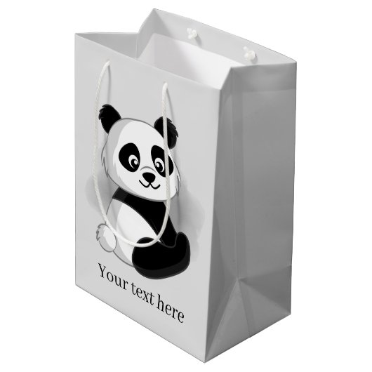 schattig panda beer voegt tekst Medium Gift Bag to Medium Cadeauzakje (Achterkant Gekanteld)