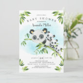 Schattig Panda Beren Triplets Baby shower Kaart (Staand voorkant)