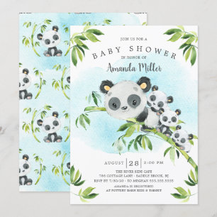 Schattig Panda Beren Triplets Baby shower Kaart