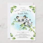 Schattig Panda Beren Twins Baby shower Kaart (Voorkant)