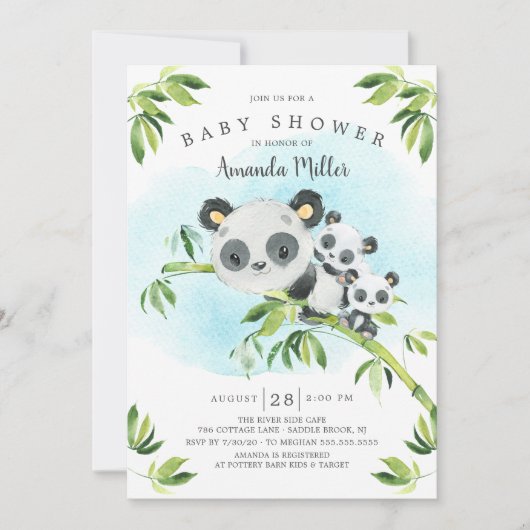 Schattig Panda Beren Twins Baby shower Kaart (Voorkant)
