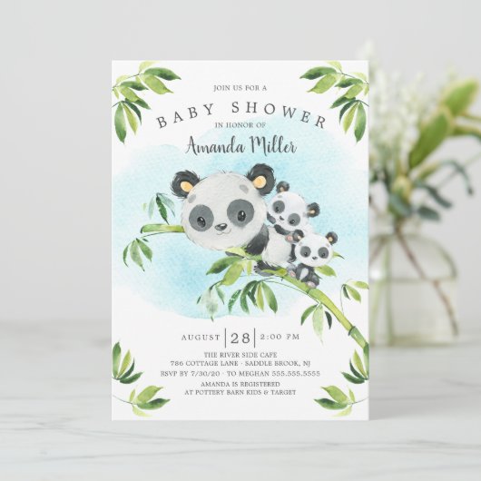 Schattig Panda Beren Twins Baby shower Kaart (Staand voorkant)