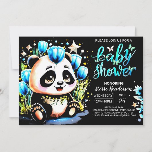 Schattig Panda Dreamland Journey Boy Baby shower Kaart (Voorkant)